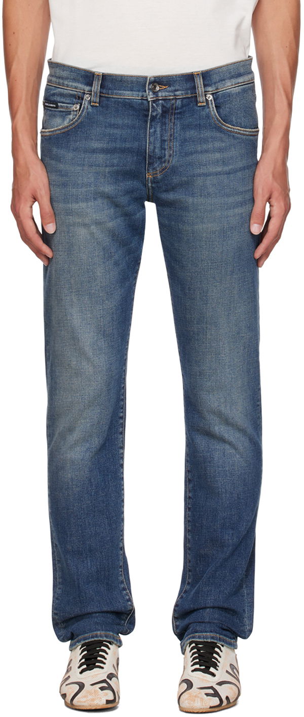 Джинси Dolce & Gabbana Black Slim-Fit Jeans темно-синій | GY07CDG8GW9