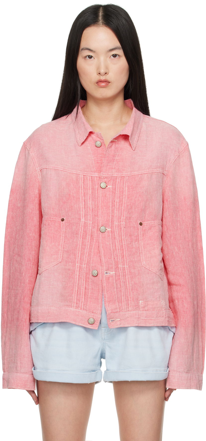 Куртка R13 R13 Relaxed Pleated Trucker Jacket Рожевий | R13WD165-D313A