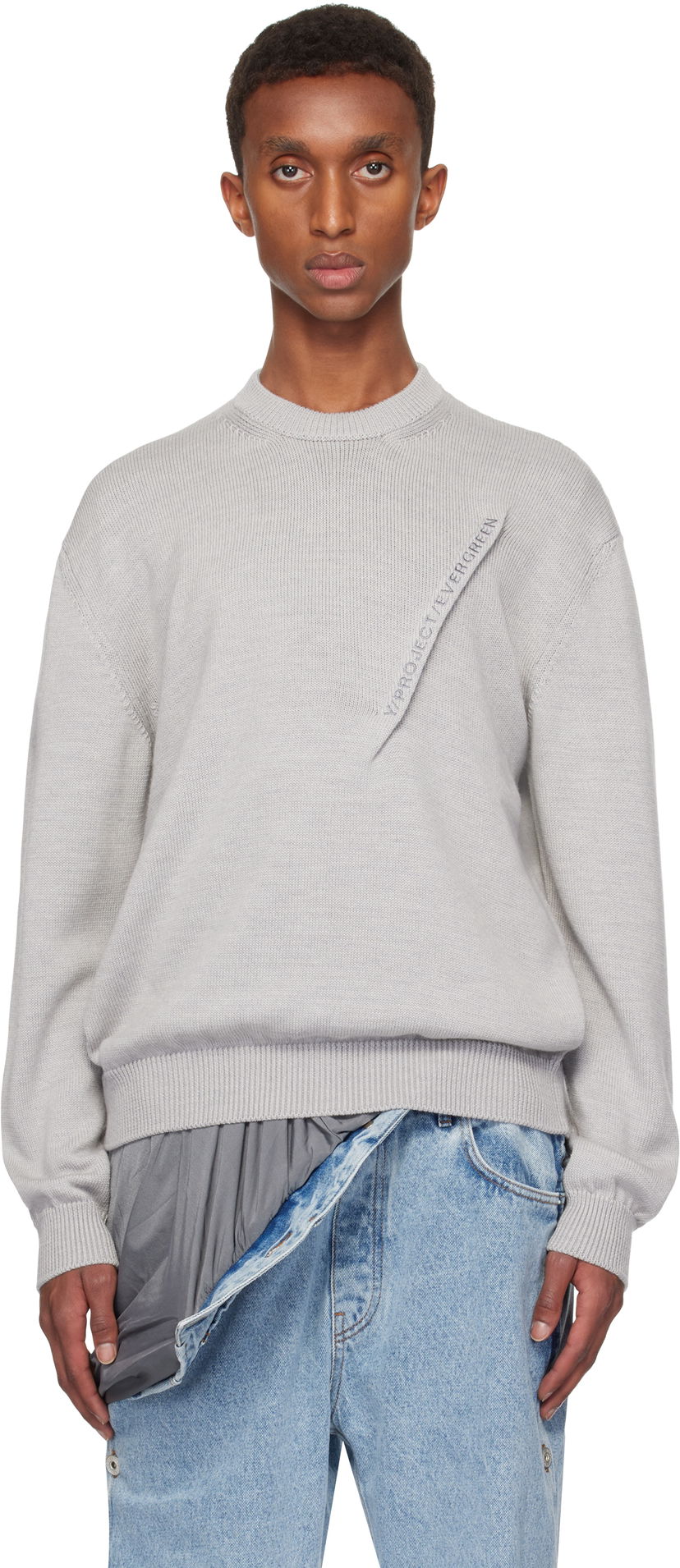 Cветр Y/PROJECT Crewneck Logo Sweater Сірий | 206SW011