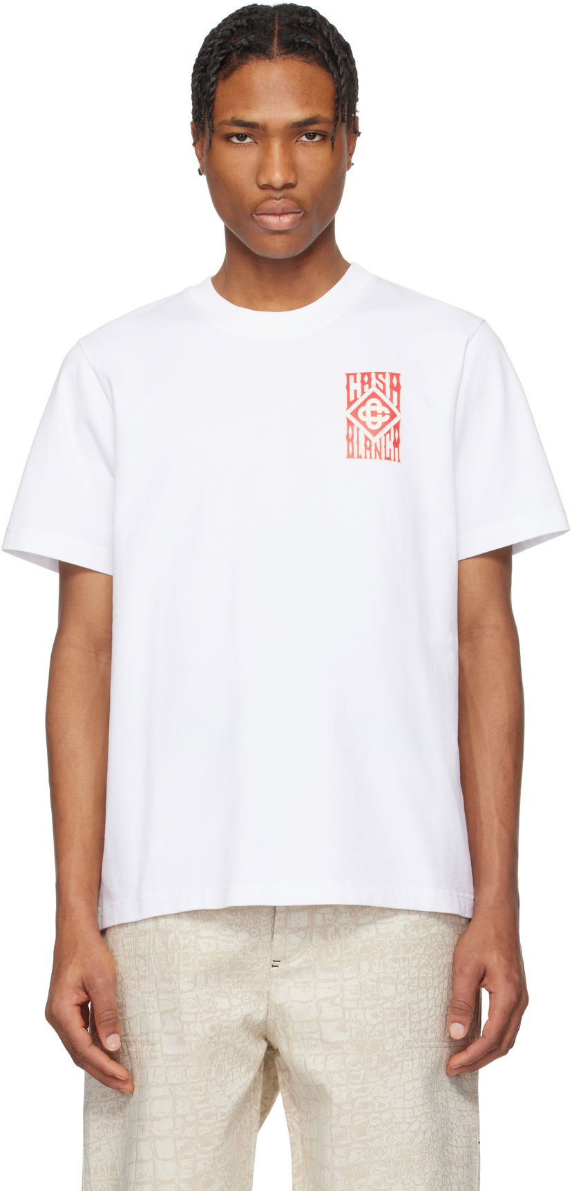 Футболка Casablanca Casablanca Gothic Logo T-Shirt білий | MS25-JTS-001-19-EX-SSENSE