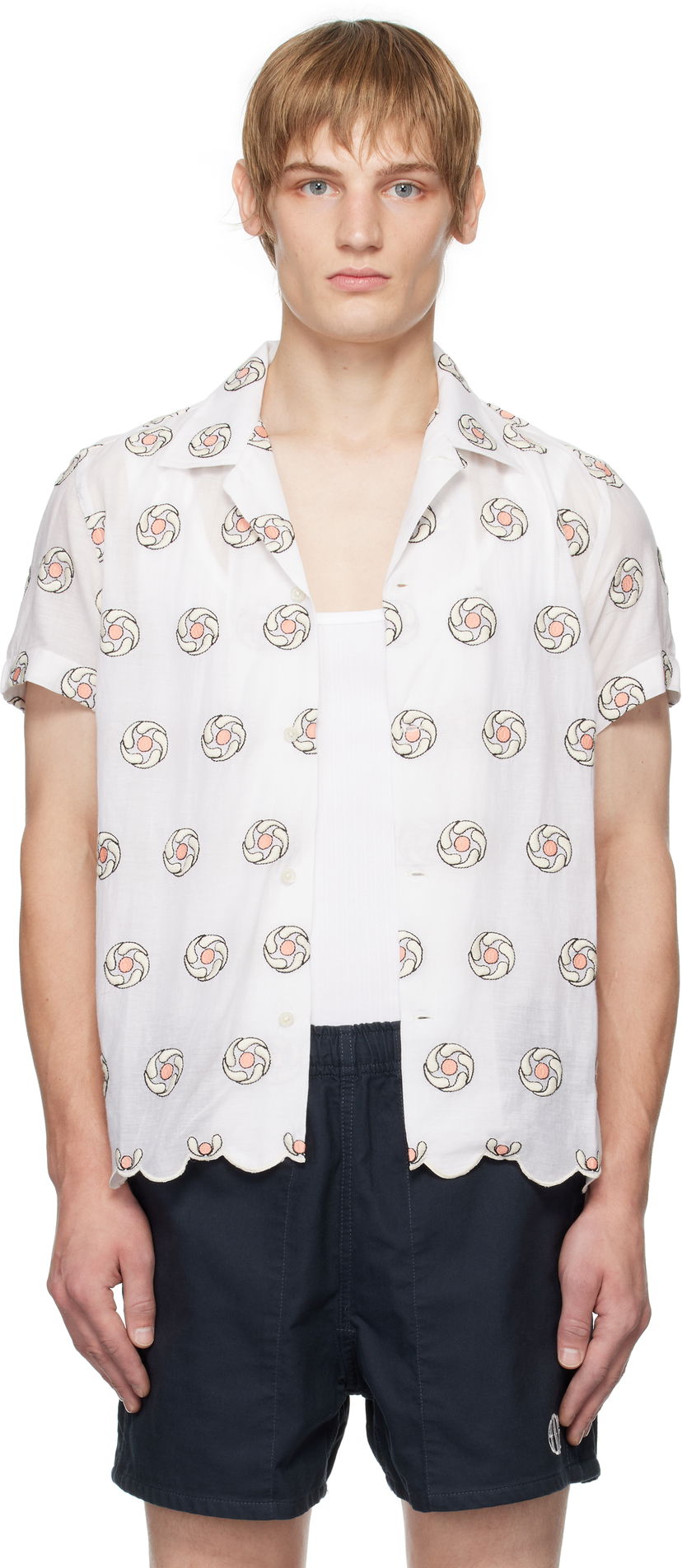 Сорочка Bode Floral Aperture Short Sleeve білий | MRF24SH049