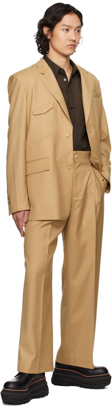Штани Feng Chen Wang Feng Chen Wang Slashed Wide Leg Trousers бежевий | FMS19TR01B, 3