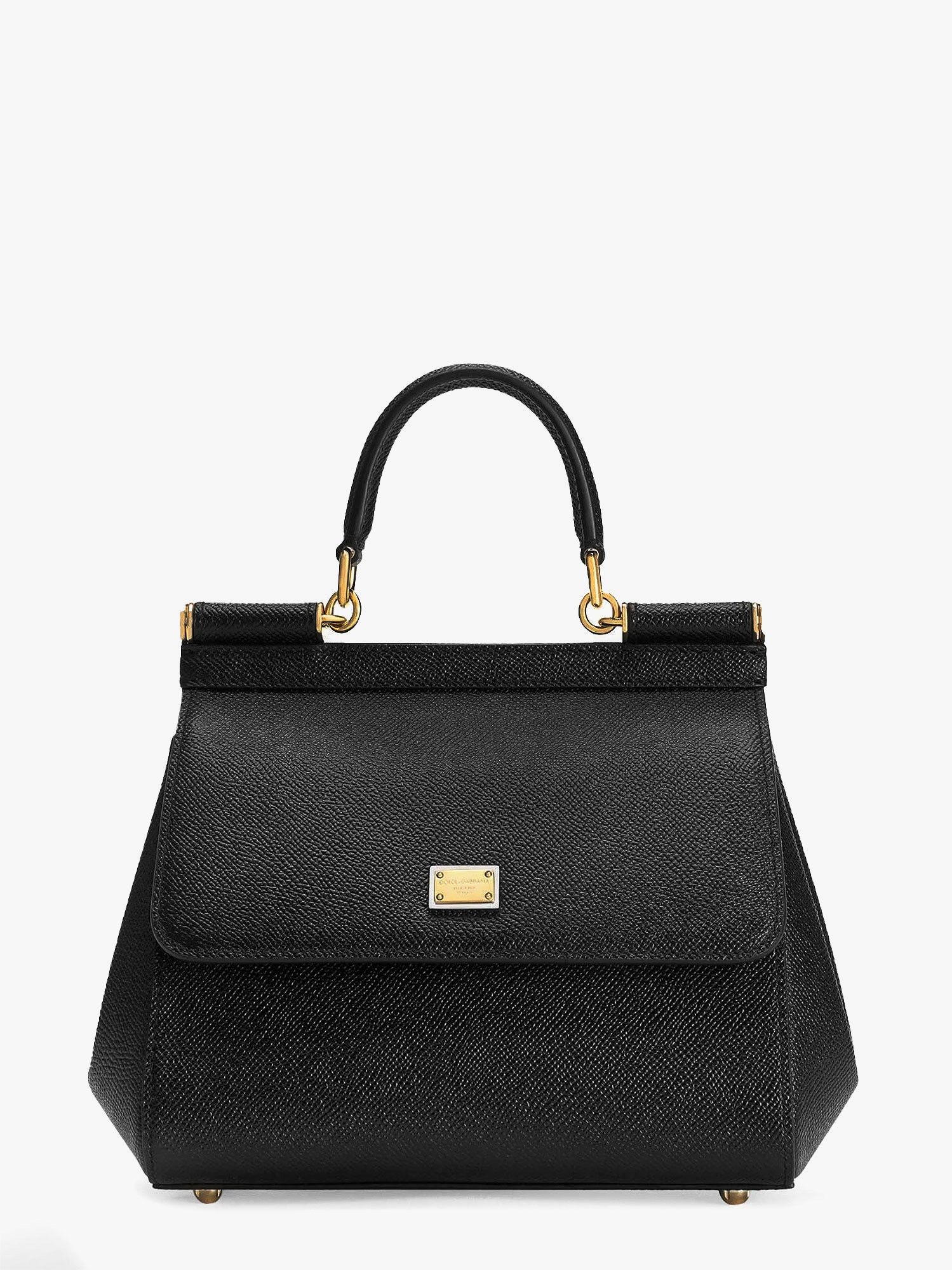 Сумочка Dolce & Gabbana Sicily Medium Dauphine Leather Top Handle Bag Dolce & Gabbana чорний | BB6003B100180999, 0