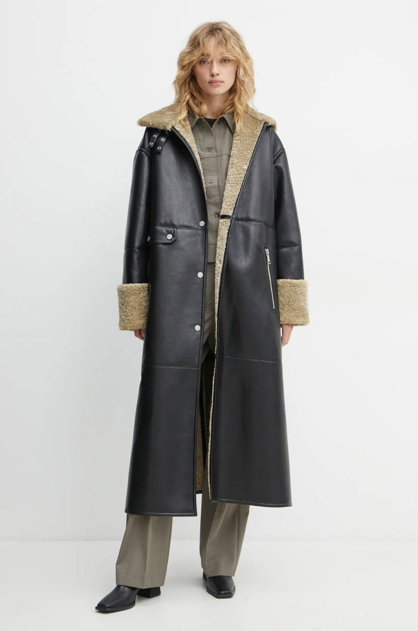 Пальто Nanushka LIESEL Black Leather Coat чорний | NW24FWOW38370