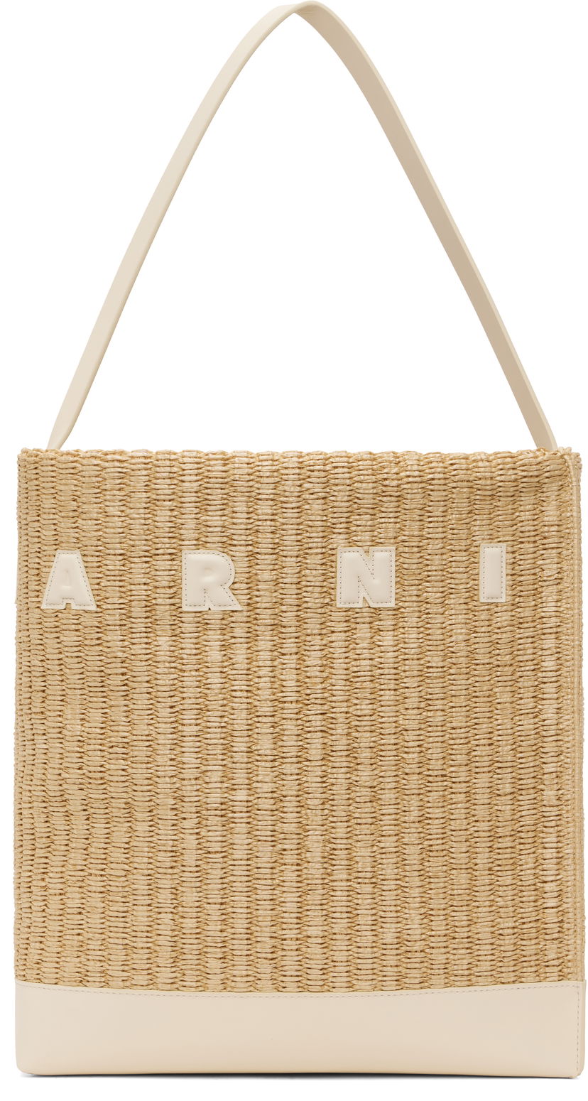 сумка-тоут Marni Marni Museo Medium Raffia-Effect Tote бежевий | SHMP0106U1 P8284