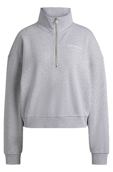 Світшоти BOSS Cotton Terry Zip-Neck Sweatshirt Сірий | 50531192
