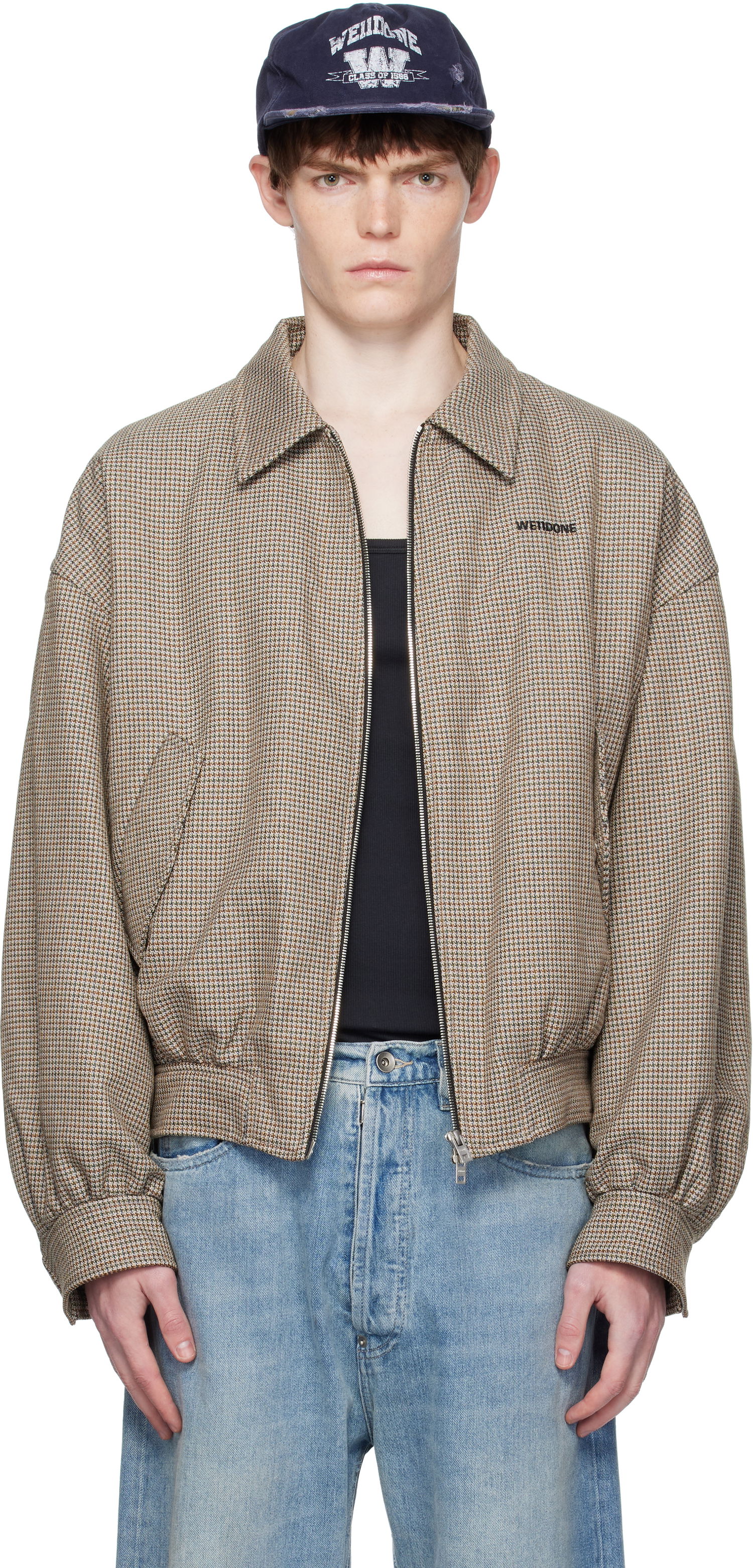 Куртка бомбер We11done We11done Checkered Bomber Jacket Коричневий | WD-JK2-25-013-M-BG, 0