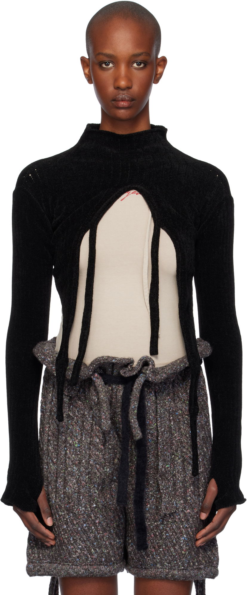 Cветр Ottolinger Ottolinger Knit Strap Long Sleeve Sweater чорний | 707302