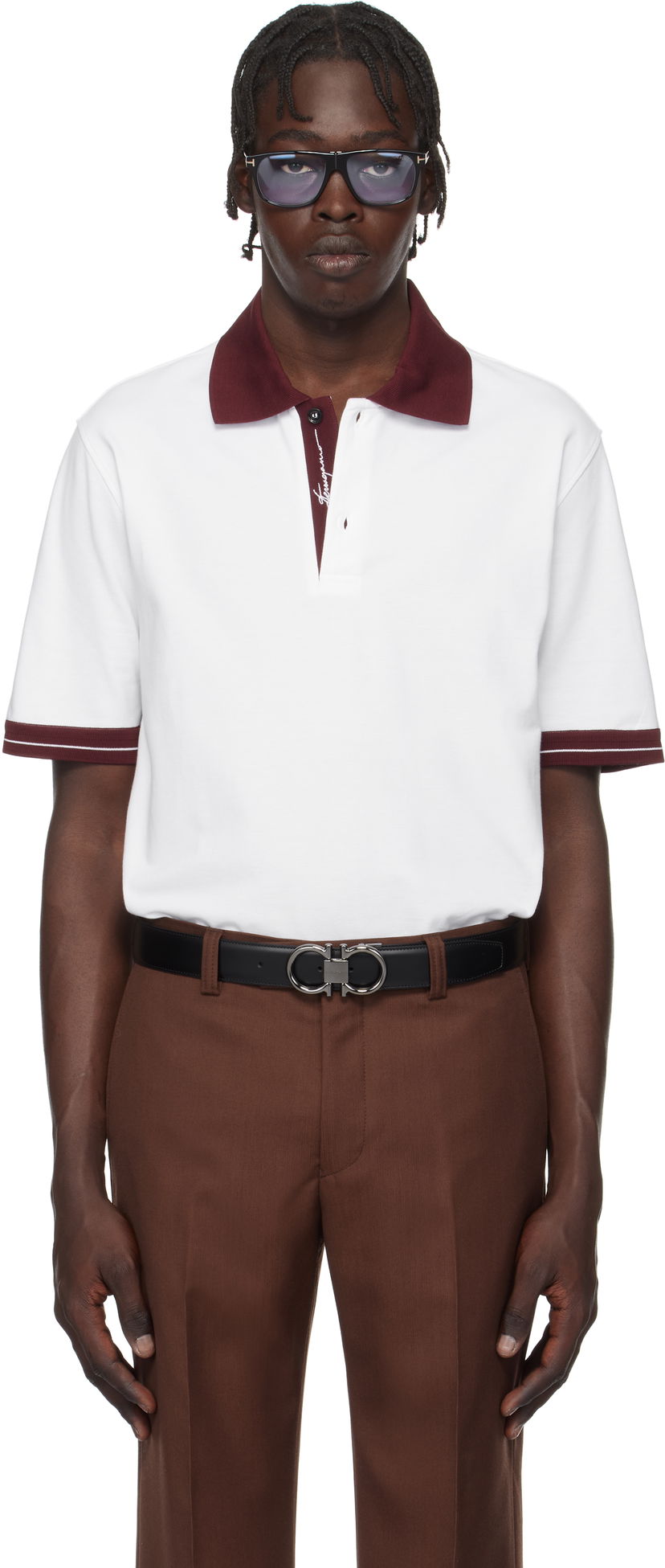 Сорочка поло FERRAGAMO Salvatore Ferragamo Colorblock Polo білий | 781017