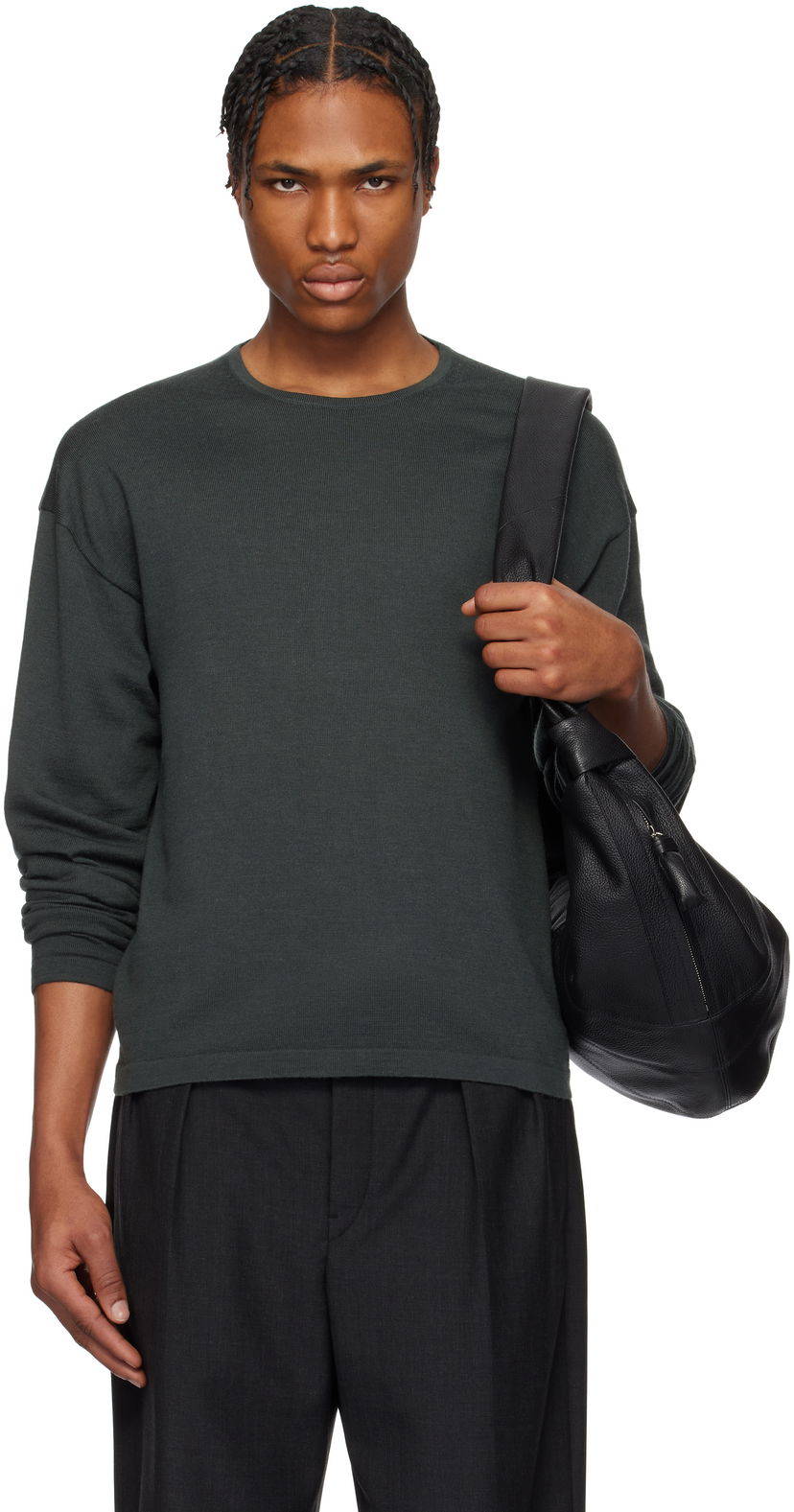 Cветр LEMAIRE Lemaire Crew Neck Sweater Зелений | TO1359 LK087