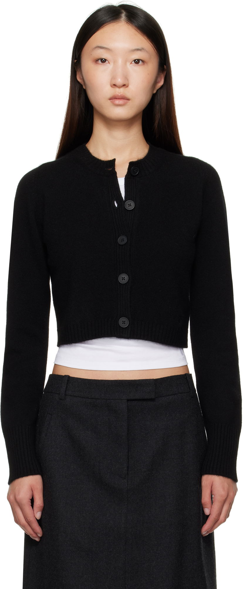 Cветр Loulou de Saison Loulou de Saison Zephir Cashmere Cropped Cardigan чорний | ZEPHIR LDS