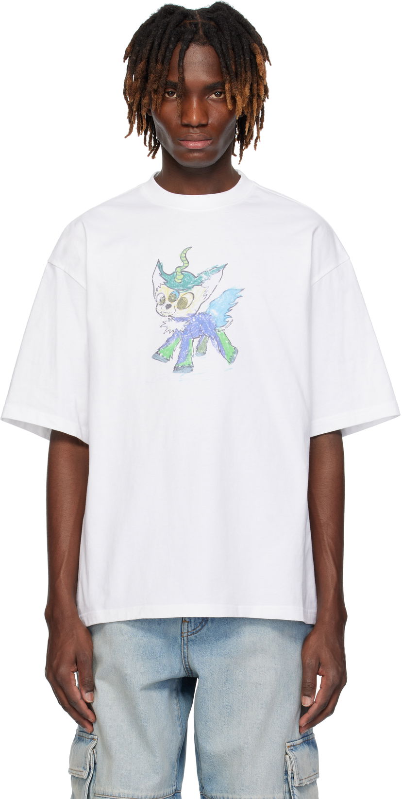 Футболка We11done We11done Monster Drawing T-Shirt білий | WD-TT0-25-744-U-WH