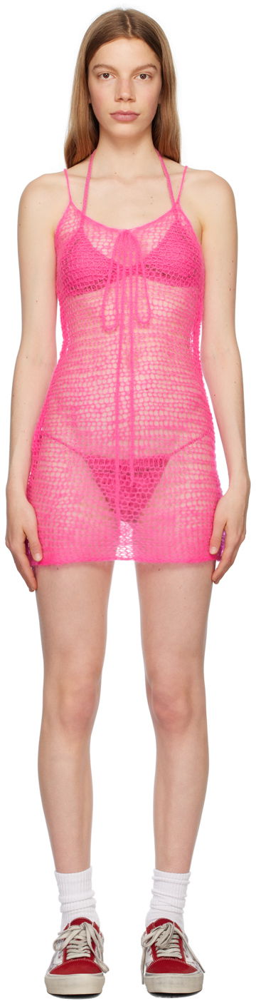 плаття ERL Open Knit Bow Minidress Рожевий | ERL06O104