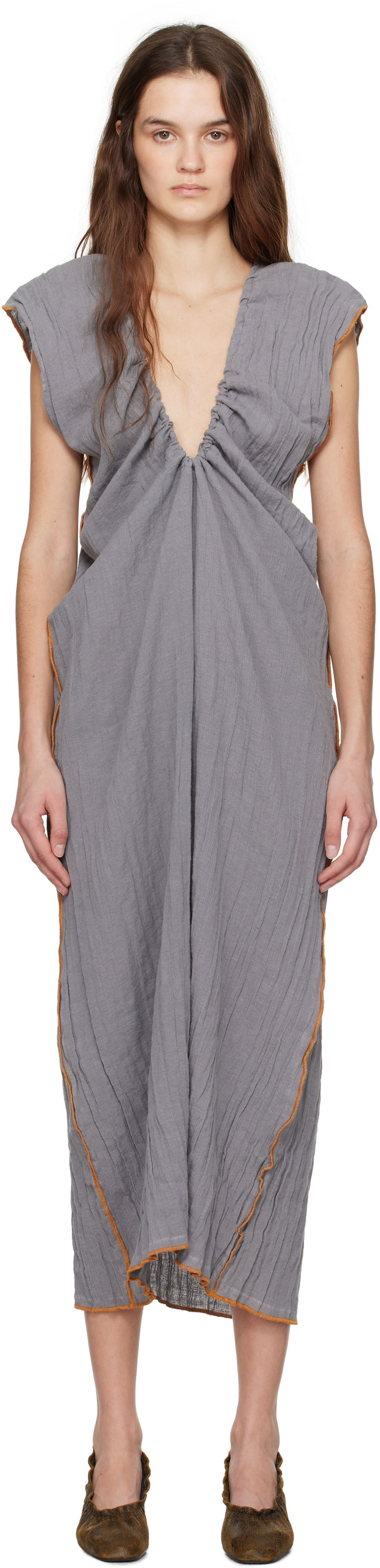 плаття Baserange Baserange Max Draped Maxi Dress Сірий | DRMX-LC-SP25
