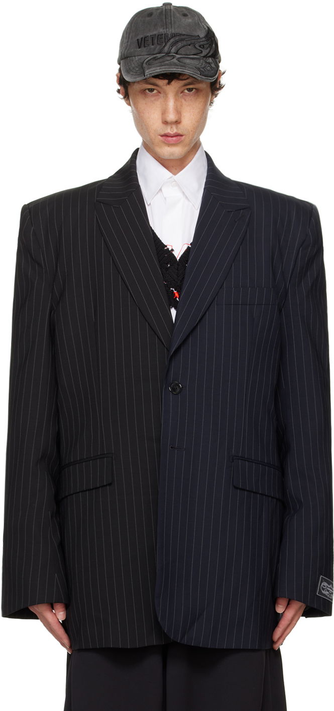 Одяг VETEMENTS Black & Navy Split Deconstructed Tailored Blazer чорний | UA65JA706N