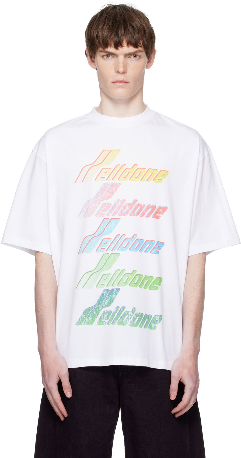 Футболка We11done Multi Rainbow Logo T-Shirt білий | WD-TT2-25-755-U-WH