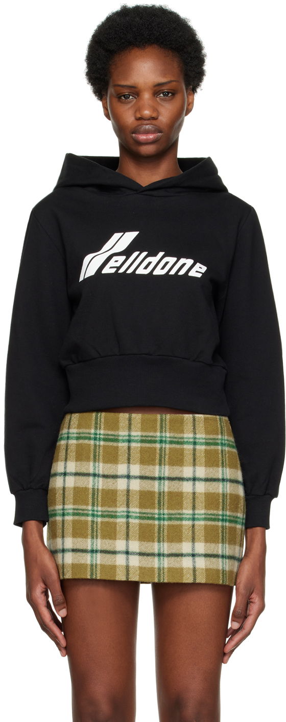 Світшоти We11done Lettering Cropped Hoodie чорний | WD-TH3-22-865-W-BK