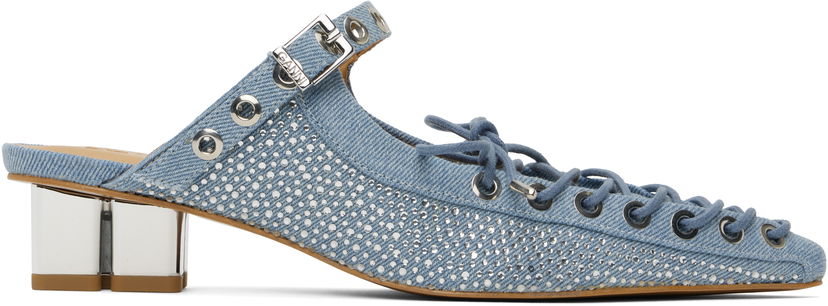 Кросівки та взуття GANNI GANNI Denim Lace-Up Mules Синій | S2926
