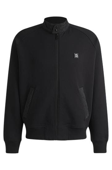 Куртка бомбер BOSS Contrast-Trim Cotton-Blend Jacket чорний | 50536336