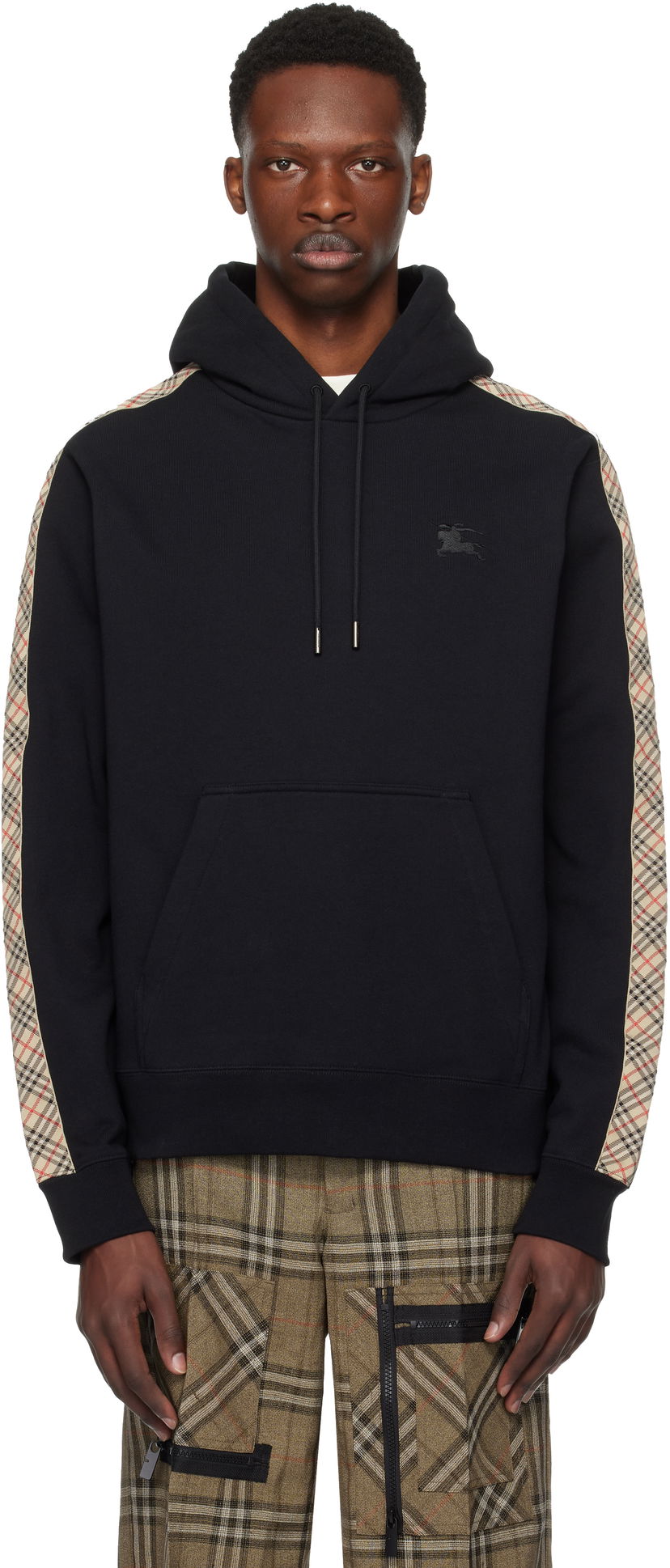Світшоти Burberry Burberry Check Tape Hoodie чорний | 8110789