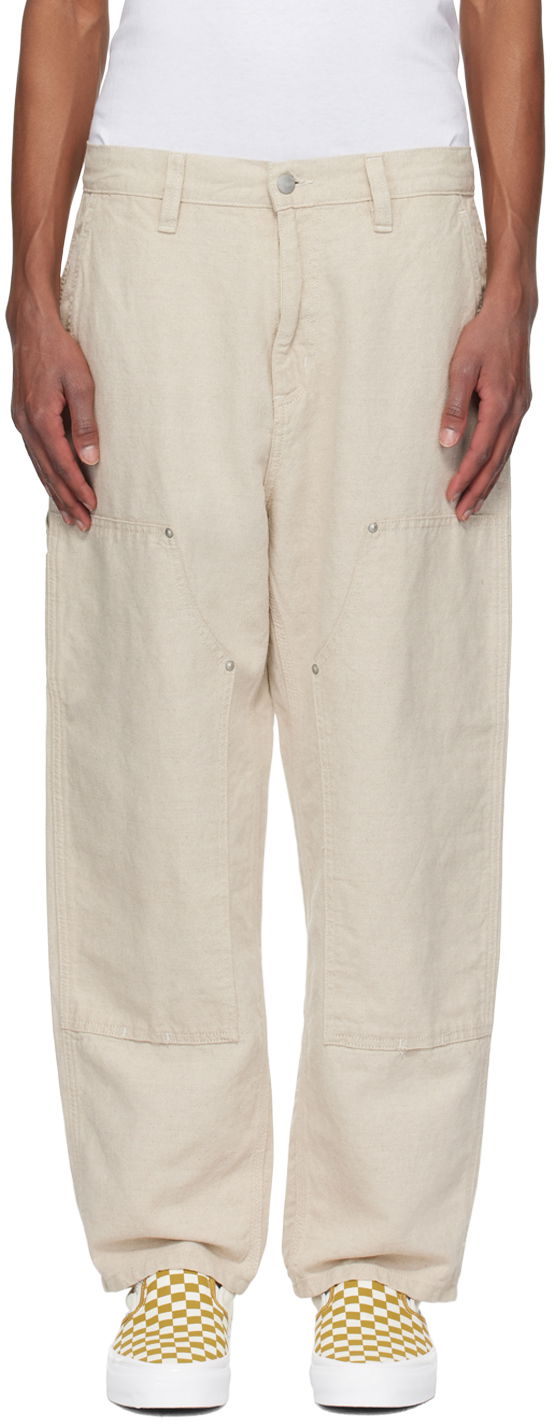 Штани карго Carhartt WIP Linen Double Knee Trousers бежевий | I033580
