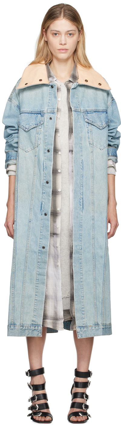 Парка R13 R13 Kat Long Denim Jacket Синій | R13W5169-D245A