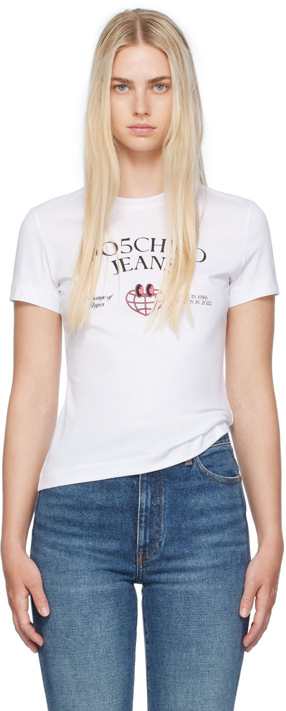 Футболка Moschino Printed Globe Logo T-Shirt білий | 242K10703