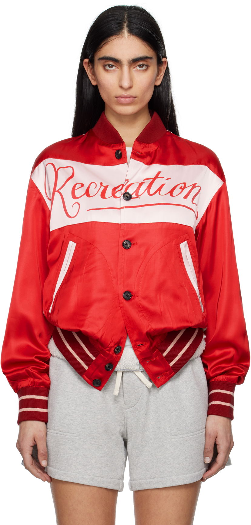 Куртка бомбер Bode Bode Postcard Rally Jacket Червоний | MRS25JA021