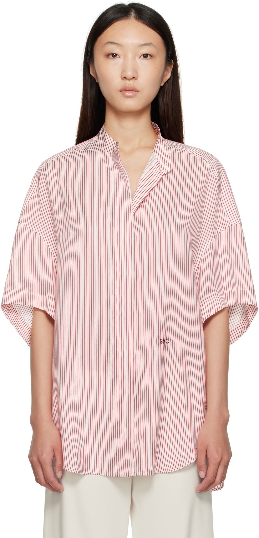 Сорочка Stella McCartney Stella McCartney Striped Short Sleeve Shirt Червоний | 6201683FR210