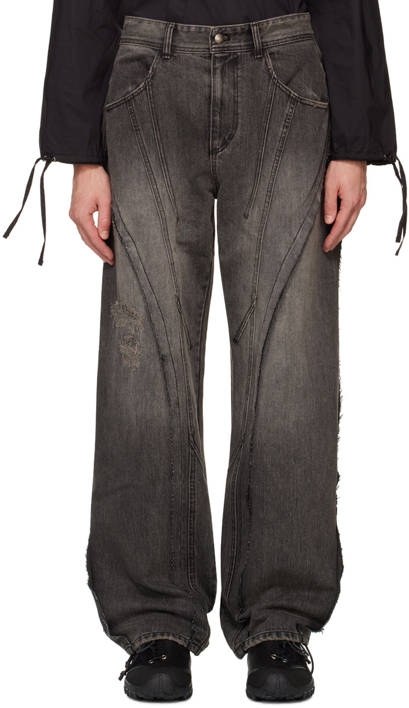 Джинси Andersson Bell Black Panel Carpenter Wide-Leg Jeans Сірий | apa743m
