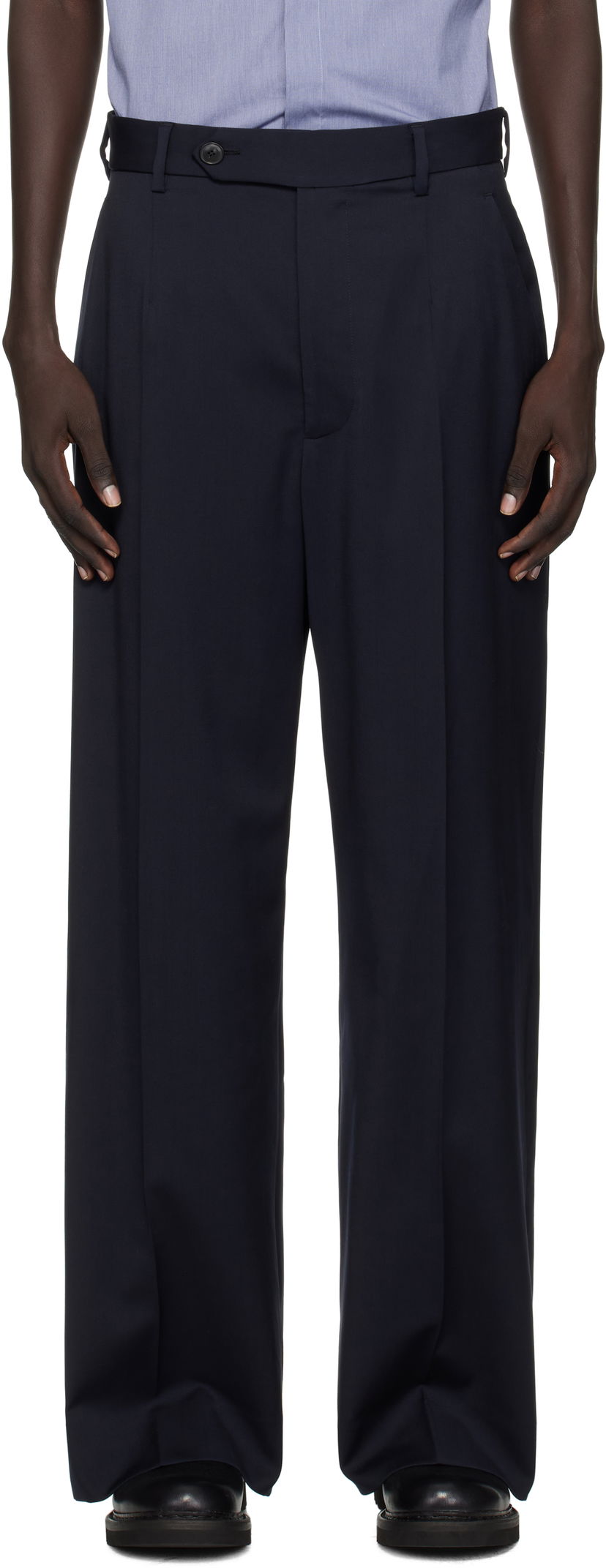 Штани Vivienne Westwood Vivienne Westwood Humphrey Pleated Trousers темно-синій | 2F01001Q-W018V-