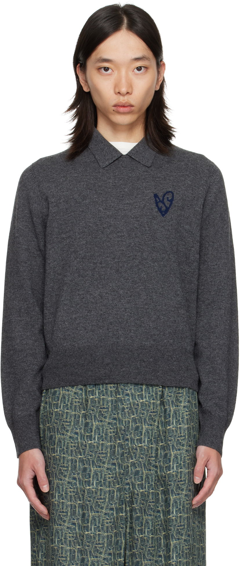 Cветр Acne Studios Acne Studios Yak Wool Polo Sweater Сірий | B60380-