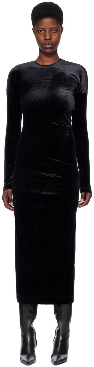 плаття TOTEME Twisted Velvet Midi Dress чорний | 234-WRD824-FB0078