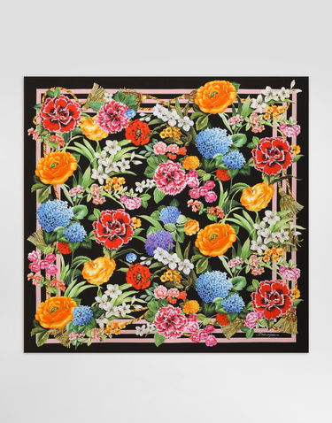 Шарф Dolce & Gabbana Dolce & Gabbana Floral Print Silk Twill Square Scarf чорний | FN090RGDCV9H45KU, 2