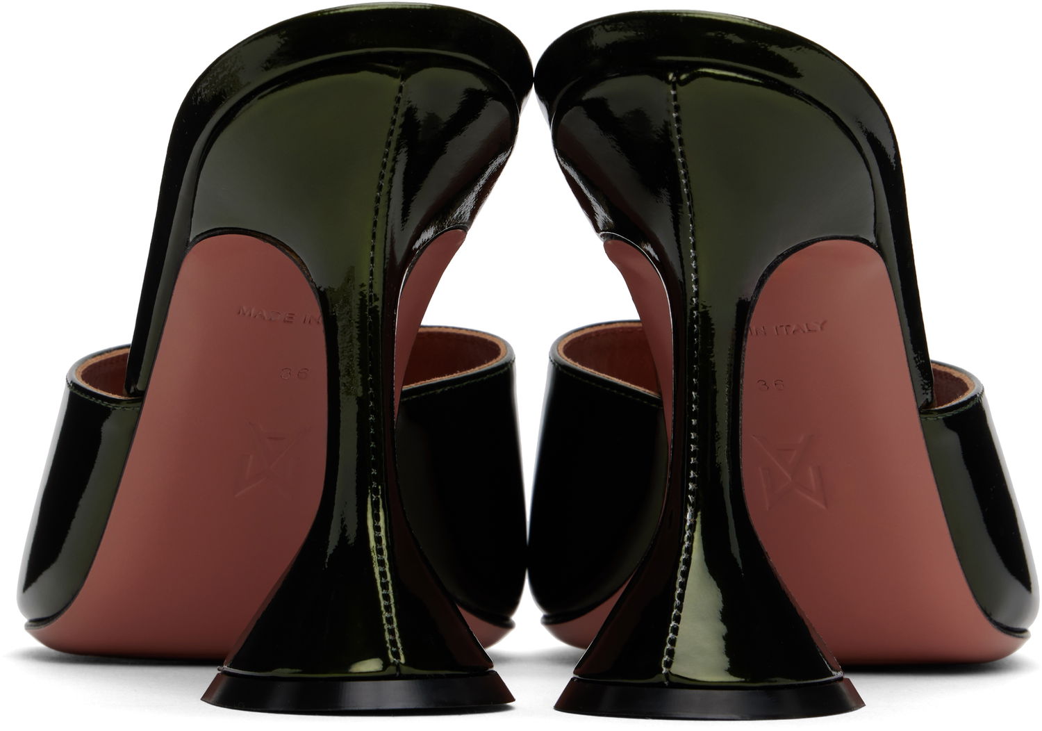 Кросівки та взуття Amina Muaddi Lupita Slipper Heeled Sandals Зелений | LUPITA SLIPPER MIRROR, 1