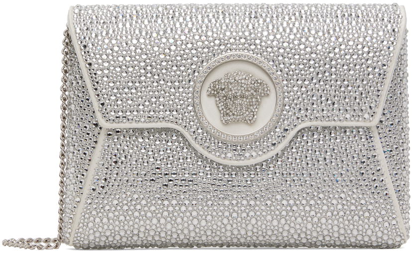 Сумочка Versace Crystal Embellished Envelope Clutch Bag білий | 1003018_1A06487_1W00P