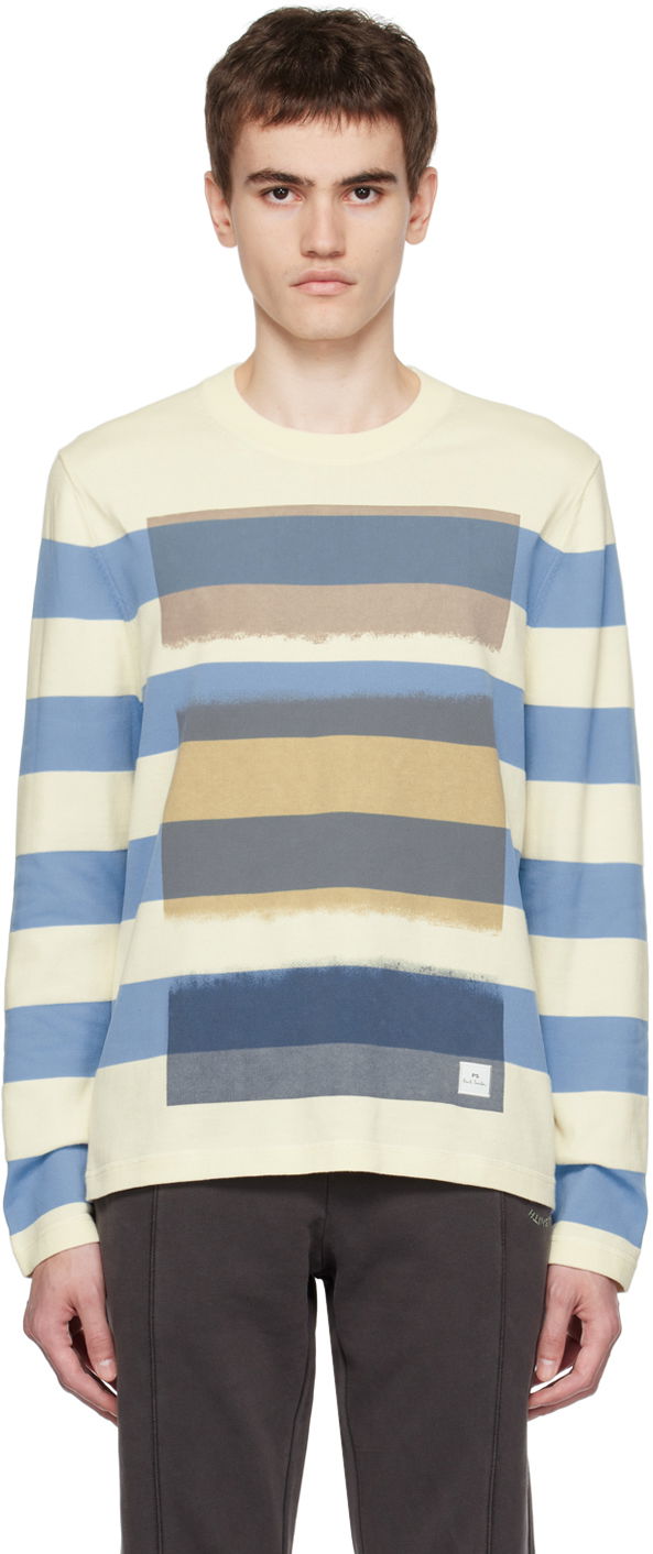Футболка Paul Smith PS Paul Smith Stripe Long Sleeve Sweater бежевий | M2R-226Y-L21872