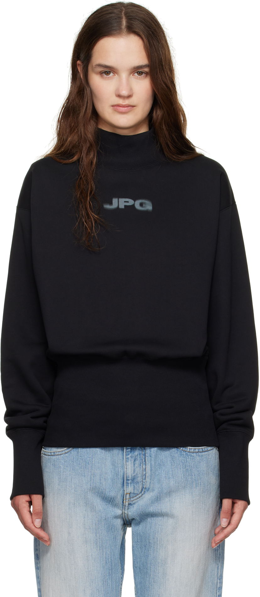 Світшоти Jean Paul Gaultier Jean Paul Gaultier Cropped Mock Neck Sweatshirt чорний | 25/03-W-TO289-J003-0004