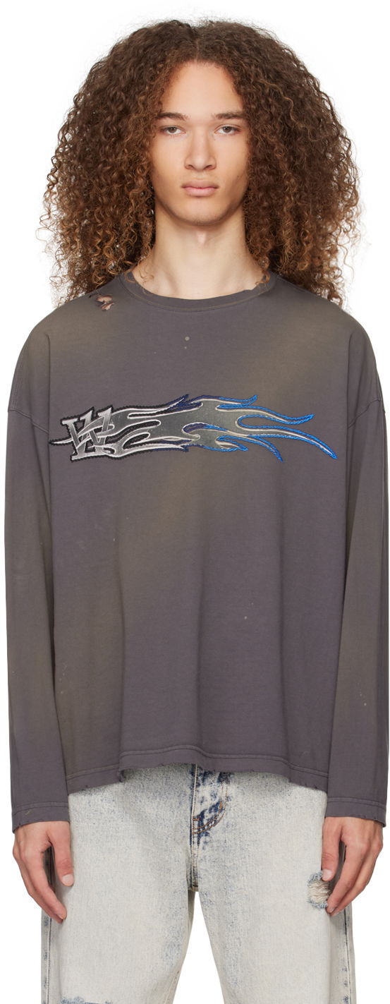 Футболка We11done We11done Faded Long Sleeve T-Shirt Сірий | WD-TT0-24-752-U-CH