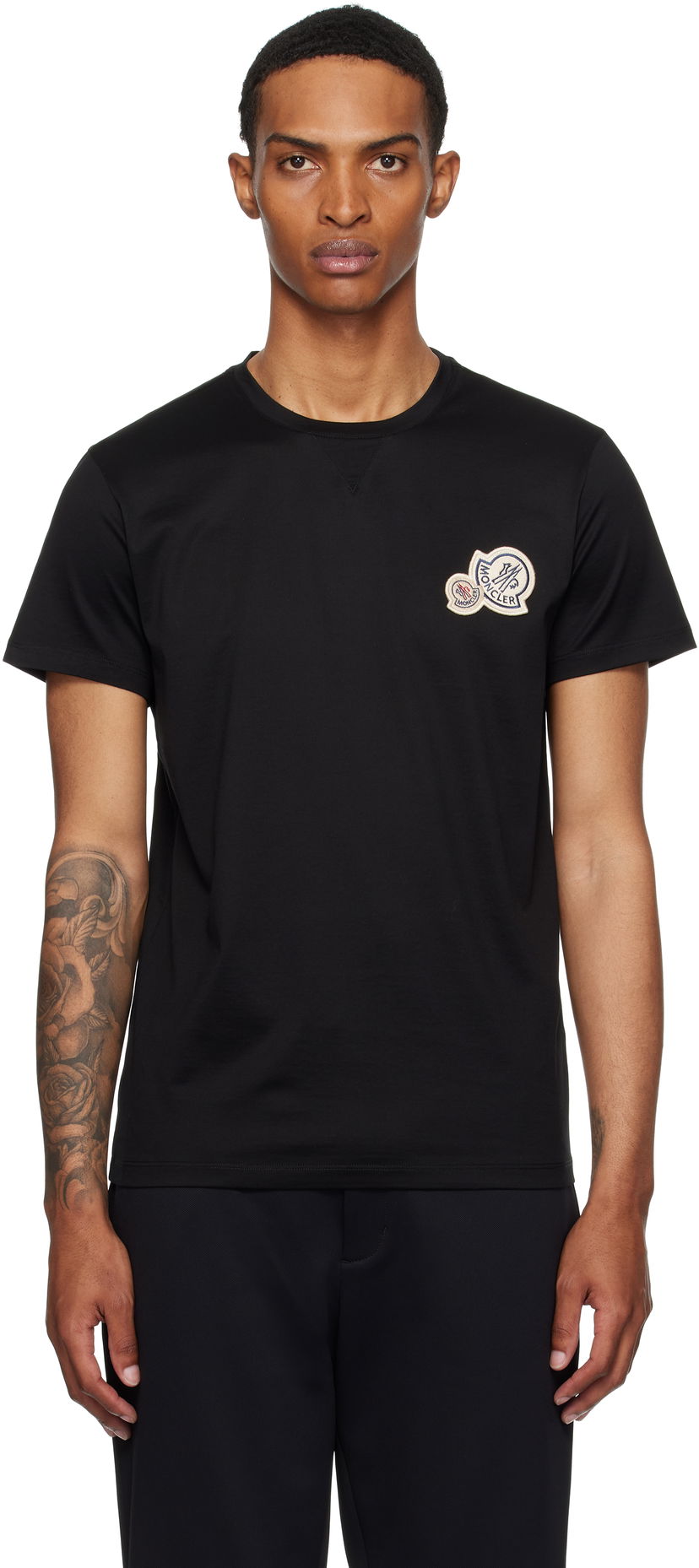 Футболка Moncler Moncler Double Logo Patch Cotton T-Shirt чорний | K20918C000358390Y