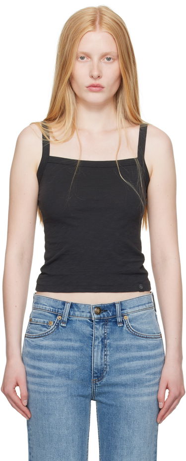 Безрукавка rag & bone Rag & Bone Slub Square Neck Tank Top чорний | WCC25ST010CH10, 0