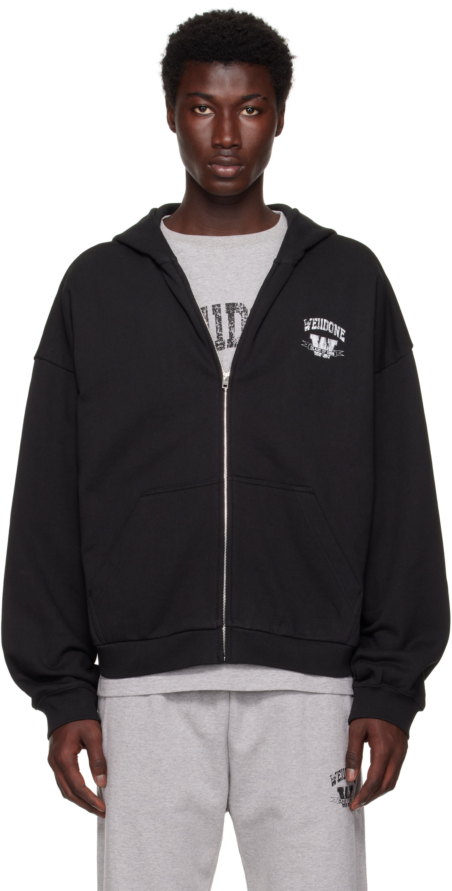 Світшоти We11done We11done Collegiate Zip-Up Hoodie чорний | WD-TJ2-25-846-U-BK, 0