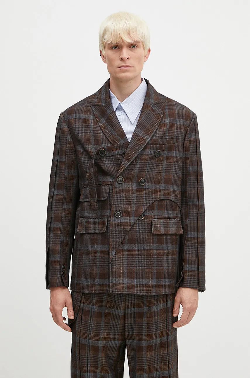 Куртка Andersson Bell Soe Check Wrap Double Breasted Jacket Коричневий | awa628m, 0