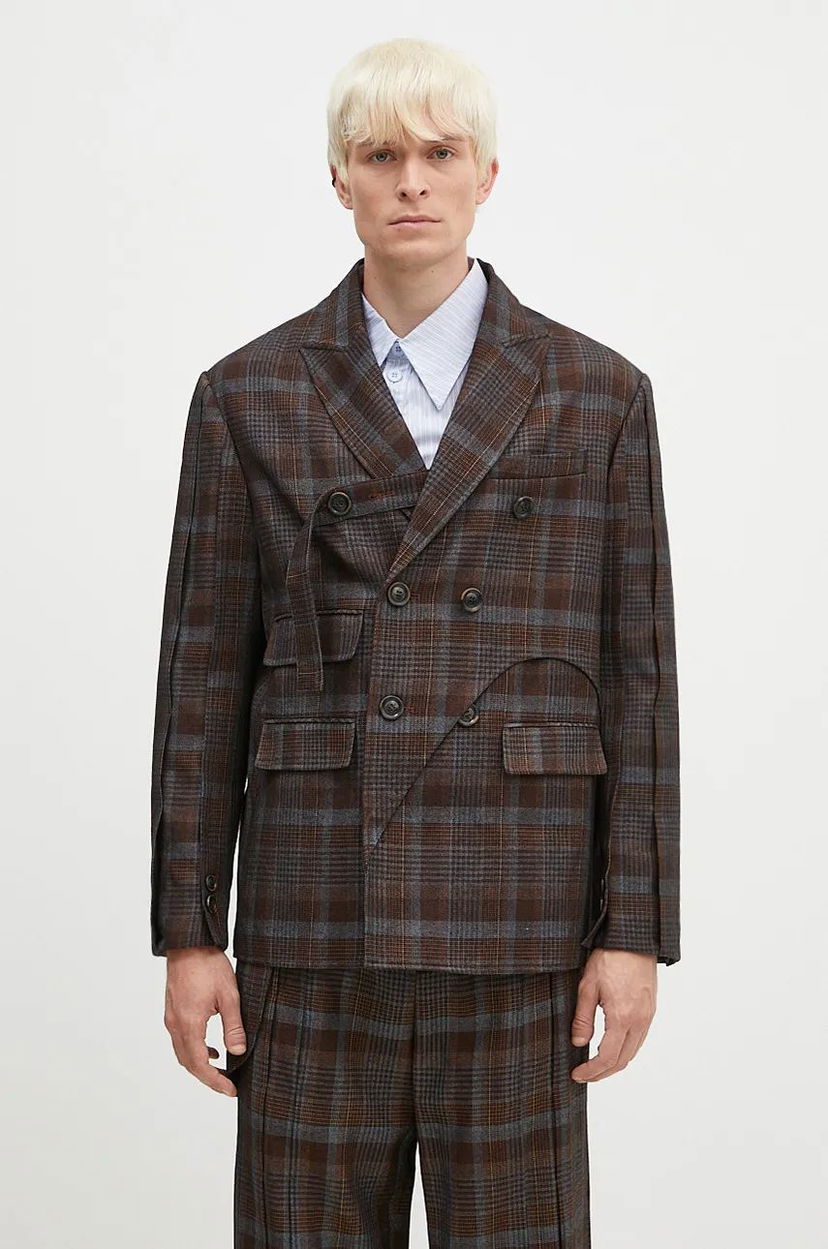 Куртка Andersson Bell Soe Check Wrap Double Breasted Jacket Коричневий | awa628m