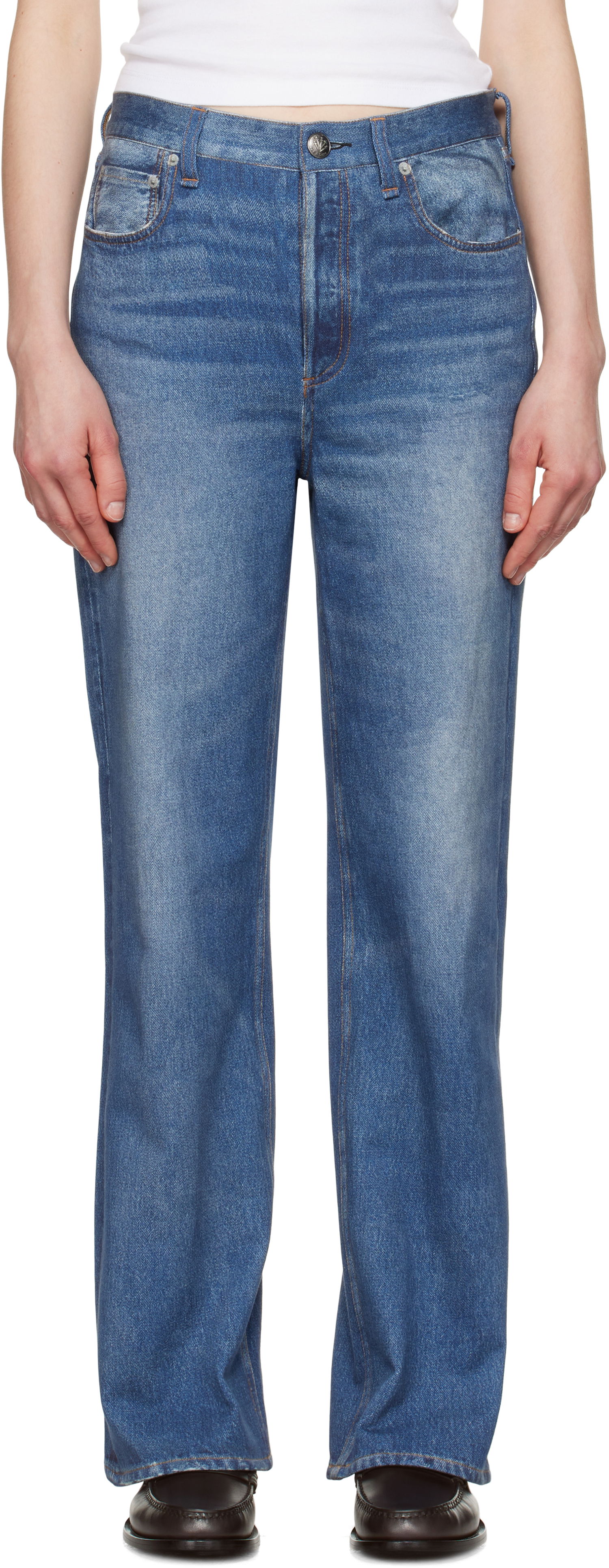 Джинси rag & bone rag & bone Miramar Terry Shea Ankle-Length Jeans Синій | WCW25S70008200, 0