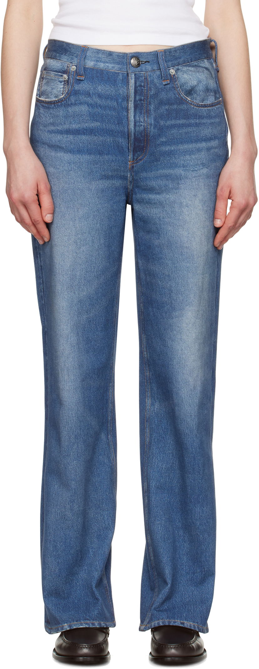 Джинси rag & bone rag & bone Miramar Terry Shea Ankle-Length Jeans Синій | WCW25S70008200
