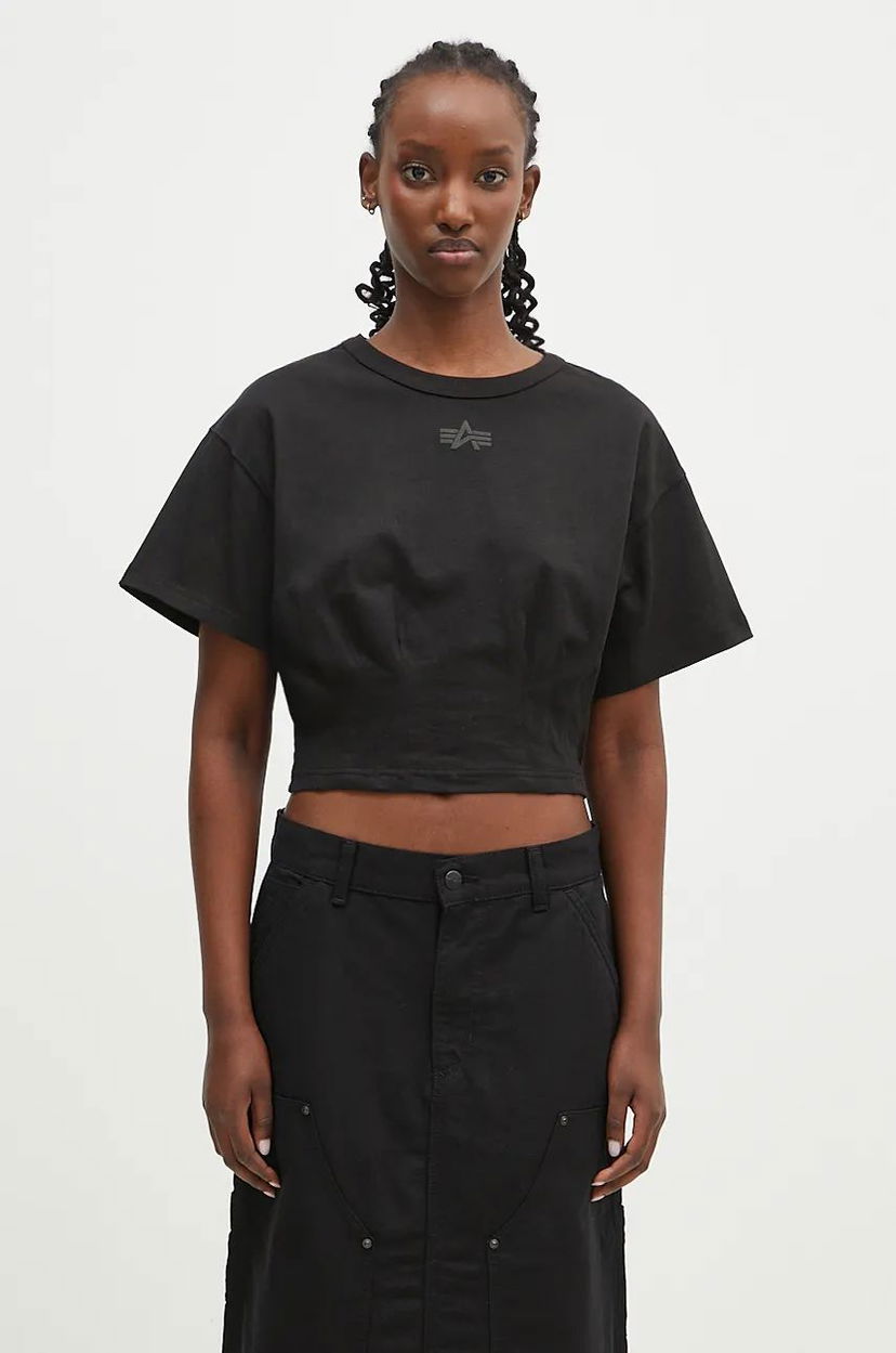 Футболка Alpha Industries Waisted T-Shirt чорний | 148070