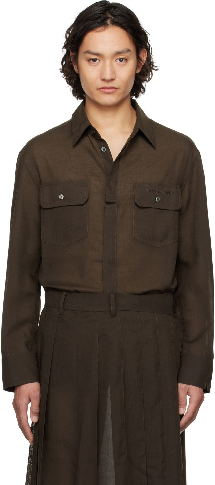 Сорочка Feng Chen Wang Feng Chen Wang Triple Cut Shirt Коричневий | FUS19SR22