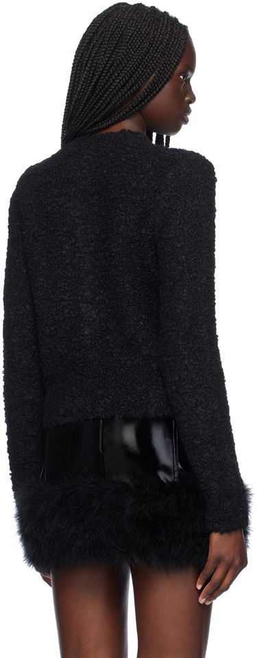 Cветр Blumarine Blumarine Alpaca Brooch Cardigan With Feather Trim чорний | A444M120A, 2
