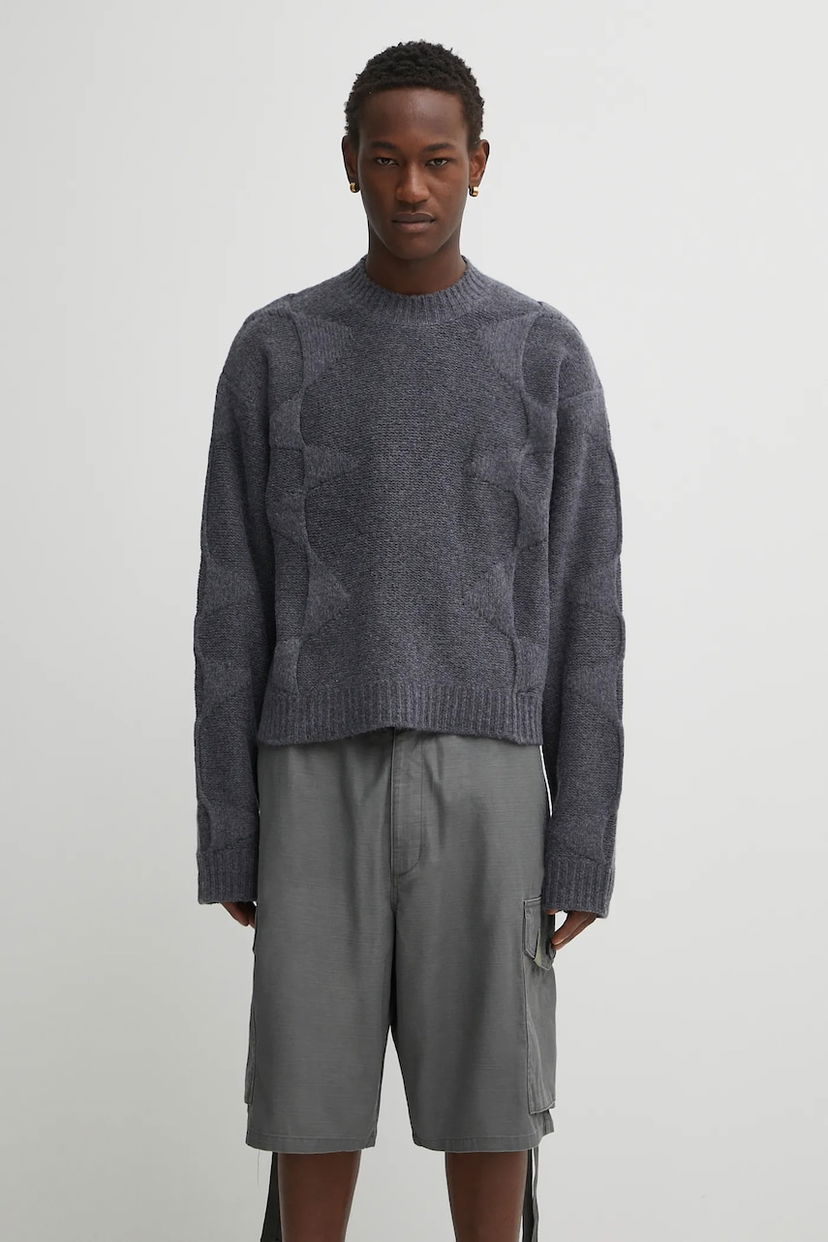 Cветр HELIOT EMIL Textured Knit Crew Neck Sweater Сірий | PREAW25.M.07.063.DGY05.